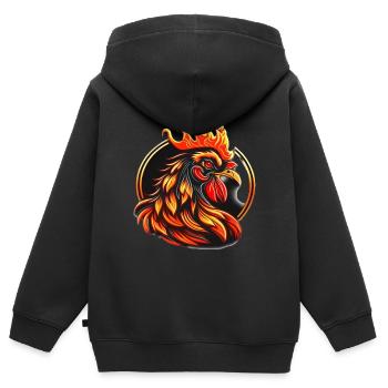 Logo du Coq de Feu - Sweat Premium à capuche zippé enfant bio - noir - Dos - AI Model Kid Male (0cm)