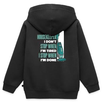 Hauswirtschaft Haushälterin Reiniger Reinigung - Kinder Premium Organic Zip Hoodie - Schwarz - Hinten - AI Model Kid Male (0cm)