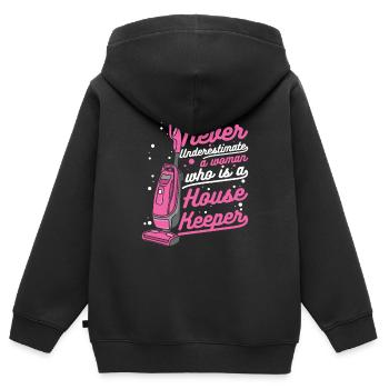 Hauswirtschaft Haushälterin Reiniger Reinigung - Kinder Premium Organic Zip Hoodie - Schwarz - Hinten - AI Model Kid Male (0cm)