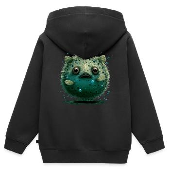 Puffer fish puffer fish Fish Ocean animal - Kids Premium Organic Zip-up Hoodie - black - Back - AI Model Kid Male (0cm)