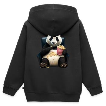 Pop-corn - Sweat Premium à capuche zippé enfant bio - noir - Dos - AI Model Kid Male (0cm)