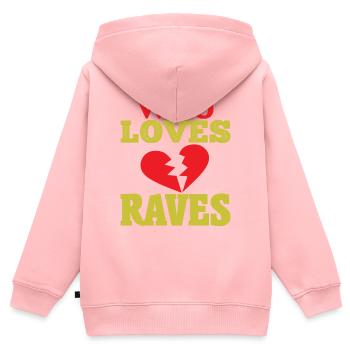 WER RAVES LIEBT - Kinder Premium Organic Zip Hoodie - Rosa - Hinten - AI Model Kid Female (0cm)