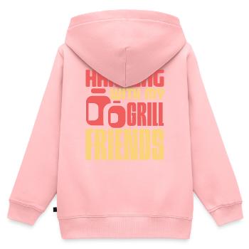 HÄNGEN MIT MEINEN GRILLFREUNDEN - Kinder Premium Organic Zip Hoodie - Rosa - Hinten - AI Model Kid Female (0cm)