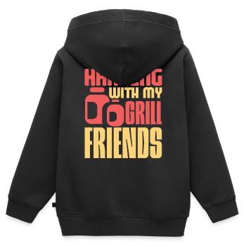 HÄNGEN MIT MEINEN GRILLFREUNDEN - Kinder Premium Organic Zip Hoodie - Schwarz - Hinten - AI Model Kid Male (0cm)