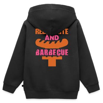 ROT-WEISSER GRILL LUSTIG - Kinder Premium Organic Zip Hoodie - Schwarz - Hinten - AI Model Kid Male (0cm)