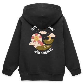La nature est satisfaite de la simplicité que la nature conçoit - Sweat Premium à capuche zippé enfant bio - noir - Dos - AI Model Kid Male (0cm)