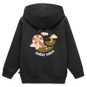 Adoptez les conceptions rétronaturelles de Mère Nature - Sweat Premium à capuche zippé enfant bio - noir - Dos - AI Model Kid Male (0cm)