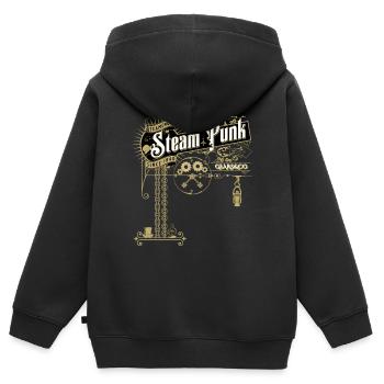 Viktorianisches Steampunk Design - Kinder Premium Organic Zip Hoodie - Schwarz - Hinten - AI Model Kid Male (0cm)