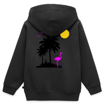 Palm Paradise - Kids Premium Organic Zip-up Hoodie - black - Back - AI Model Kid Male (0cm)