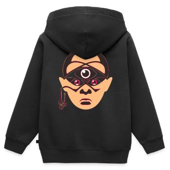 Der Mann mit dem dritten Auge - Kinder Premium Organic Zip Hoodie - Schwarz - Hinten - AI Model Kid Male (0cm)