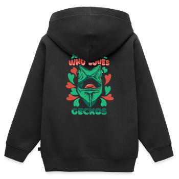 Lézard de Gecko Gecko - Sweat Premium à capuche zippé enfant bio - noir - Dos - AI Model Kid Male (0cm)