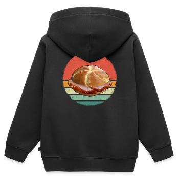Leberkäs Bayern Leberkas Semmel Fleischkäse - Sweat Premium à capuche zippé enfant bio - noir - Dos - AI Model Kid Male (0cm)