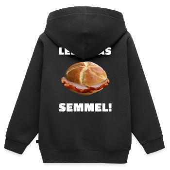 Leberkäs Bayern Leberkas Semmel Fleischkäse - Kinder Premium Organic Zip Hoodie - Schwarz - Hinten - AI Model Kid Male (0cm)