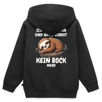 Faultier Faultiere Tier Schlafen Faul - Kinder Premium Organic Zip Hoodie - Schwarz - Hinten - AI Model Kid Male (0cm)