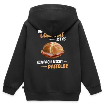 Leberkäs Bayern Leberkas Semmel Fleischkäse - Kinder Premium Organic Zip Hoodie - Schwarz - Hinten - AI Model Kid Male (0cm)