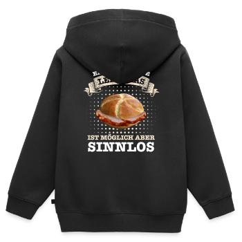 Leberkäs Bayern Leberkas Semmel Fleischkäse - Kinder Premium Organic Zip Hoodie - Schwarz - Hinten - AI Model Kid Male (0cm)