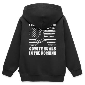 I love the sound of coyote howls Design for a - Kinder Premium Organic Zip Hoodie - Schwarz - Hinten - AI Model Kid Male (0cm)