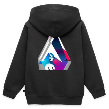 Femme se demandant - Sweat Premium à capuche zippé enfant bio - noir - Dos - AI Model Kid Male (0cm)