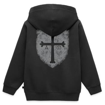 Asturien GRAU - Kinder Premium Organic Zip Hoodie - Schwarz - Hinten - AI Model Kid Male (0cm)