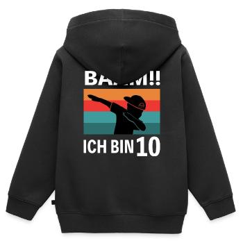 10. Geburtstag Bääm Ich Bin 10 Jahre Geschenk - Kinder Premium Organic Zip Hoodie - Schwarz - Hinten - AI Model Kid Male (0cm)