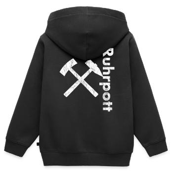 Ruhrpott Vertikal - Kinder Premium Organic Zip Hoodie - Schwarz - Hinten - AI Model Kid Male (0cm)