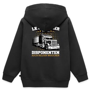 LKW Fahrer Fernfahrer Lastkraftwagenfahrer - Kinder Premium Organic Zip Hoodie - Schwarz - Hinten - AI Model Kid Male (0cm)