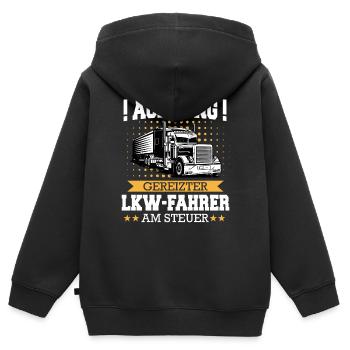 LKW Fahrer Fernfahrer Lastkraftwagenfahrer - Kinder Premium Organic Zip Hoodie - Schwarz - Hinten - AI Model Kid Male (0cm)