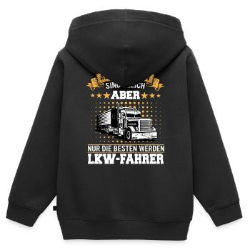 LKW Fahrer Fernfahrer Lastkraftwagenfahrer - Kinder Premium Organic Zip Hoodie - Schwarz - Hinten - AI Model Kid Male (0cm)