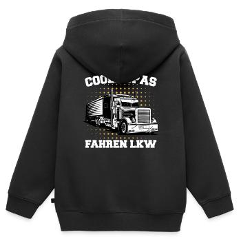LKW Fahrer Fernfahrer Lastkraftwagenfahrer - Kinder Premium Organic Zip Hoodie - Schwarz - Hinten - AI Model Kid Male (0cm)