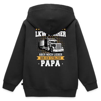 LKW Fahrer Fernfahrer Lastkraftwagenfahrer - Kinder Premium Organic Zip Hoodie - Schwarz - Hinten - AI Model Kid Male (0cm)