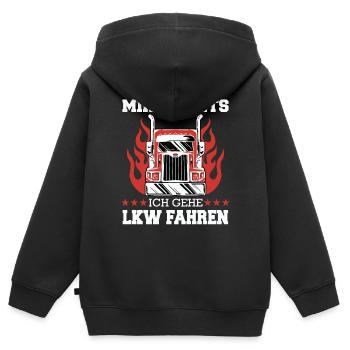 LKW Fahrer Fernfahrer Lastkraftwagenfahrer - Kinder Premium Organic Zip Hoodie - Schwarz - Hinten - AI Model Kid Male (0cm)
