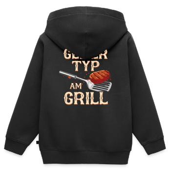Grillen Grill BBQ Barbecue Grillschürze Griller - Kinder Premium Organic Zip Hoodie - Schwarz - Hinten - AI Model Kid Male (0cm)