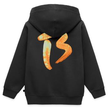 B - Aquarell - Kinder Premium Organic Zip Hoodie - Schwarz - Hinten - AI Model Kid Male (0cm)