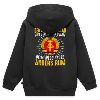 Ostdeutschland Osten Ossi DDR Heimat Ostblock - Kinder Premium Organic Zip Hoodie - Schwarz - Hinten - AI Model Kid Male (0cm)