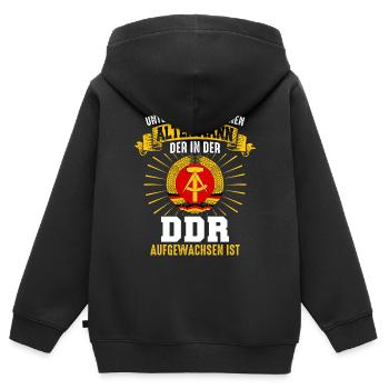 Ostdeutschland Osten Ossi DDR Heimat Ostblock - Kinder Premium Organic Zip Hoodie - Schwarz - Hinten - AI Model Kid Male (0cm)