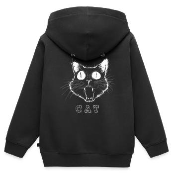 crazy cat TEAM - Kinder Premium Organic Zip Hoodie - Schwarz - Hinten - AI Model Kid Male (0cm)