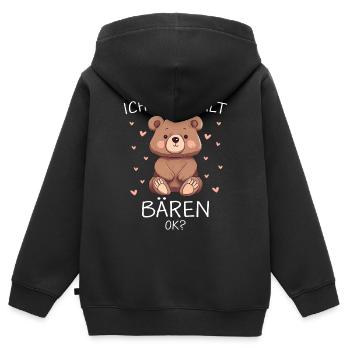 Bär Bären Grizzlybär Braunbär - Kinder Premium Organic Zip Hoodie - Schwarz - Hinten - AI Model Kid Male (0cm)
