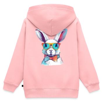 Lewis der Kaninchen mit der Brille - Kinder Premium Organic Zip Hoodie - Rosa - Hinten - AI Model Kid Female (0cm)
