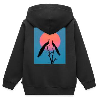 Hoch Hinaus - Kinder Premium Organic Zip Hoodie - Schwarz - Hinten - AI Model Kid Male (0cm)