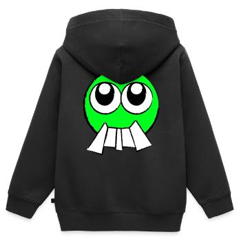 Visage (couleur librement sélectionnable) - Sweat Premium à capuche zippé enfant bio - noir - Dos - AI Model Kid Male (0cm)