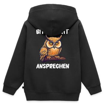 Nachteule Eule Eulen Vogel - Kinder Premium Organic Zip Hoodie - Schwarz - Hinten - AI Model Kid Male (0cm)