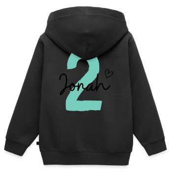 Jonah 2 - Kinder Premium Organic Zip Hoodie - Schwarz - Hinten - AI Model Kid Male (0cm)