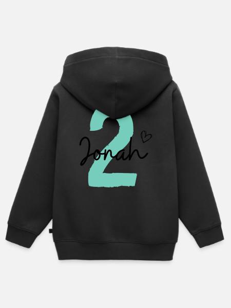 Jonah 2 - Kinder Premium Organic Zip Hoodie - Schwarz