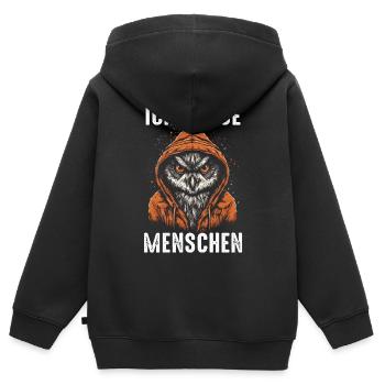 Nachteule Eule Eulen Vogel - Kinder Premium Organic Zip Hoodie - Schwarz - Hinten - AI Model Kid Male (0cm)