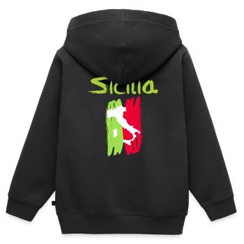 Sicile - Sweat Premium à capuche zippé enfant bio - noir - Dos - AI Model Kid Male (0cm)