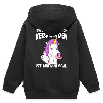 Einhorn Einhörner Fabelwesen Mystisch - Kinder Premium Organic Zip Hoodie - Schwarz - Hinten - AI Model Kid Male (0cm)