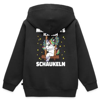 Einhorn Einhörner Fabelwesen Mystisch - Kinder Premium Organic Zip Hoodie - Schwarz - Hinten - AI Model Kid Male (0cm)