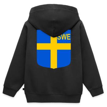 ENG-Schild - Kinder Premium Organic Zip Hoodie - Schwarz - Hinten - AI Model Kid Male (0cm)