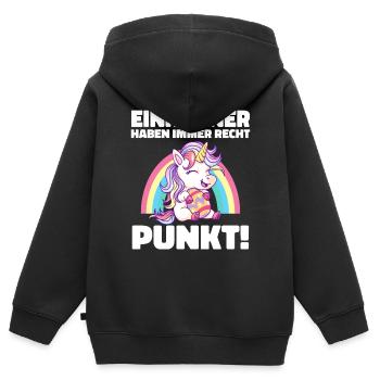Einhorn Einhörner Fabelwesen Mystisch - Kinder Premium Organic Zip Hoodie - Schwarz - Hinten - AI Model Kid Male (0cm)