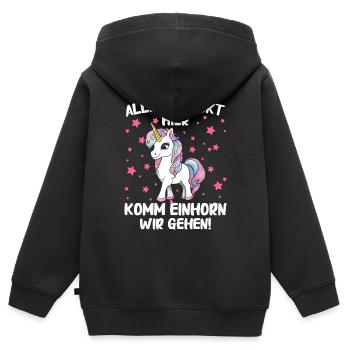 Einhorn Einhörner Fabelwesen Mystisch - Kinder Premium Organic Zip Hoodie - Schwarz - Hinten - AI Model Kid Male (0cm)